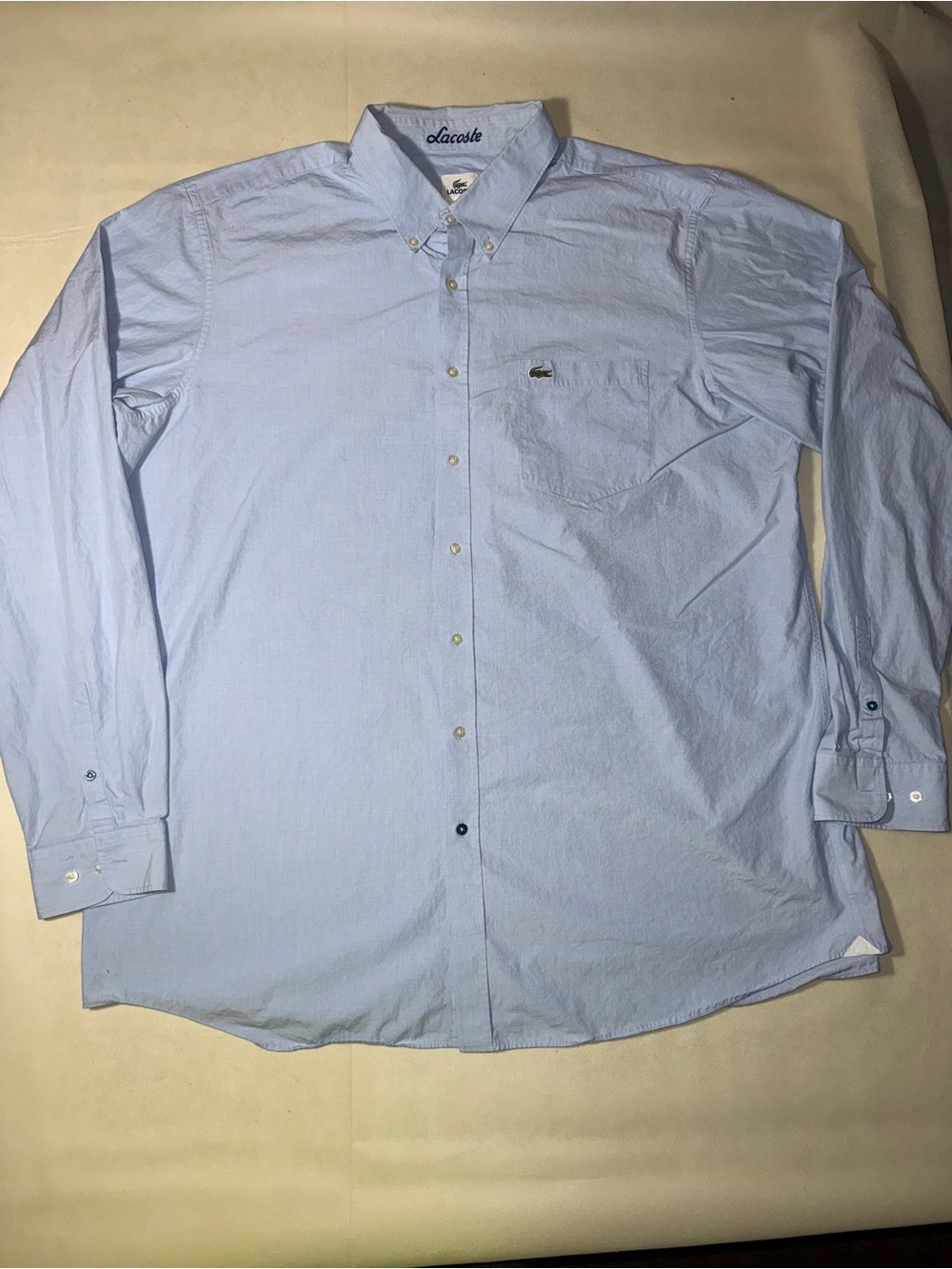 Lacoste Men’s Pale Blue Long-Sleeve Button-Down Shirt